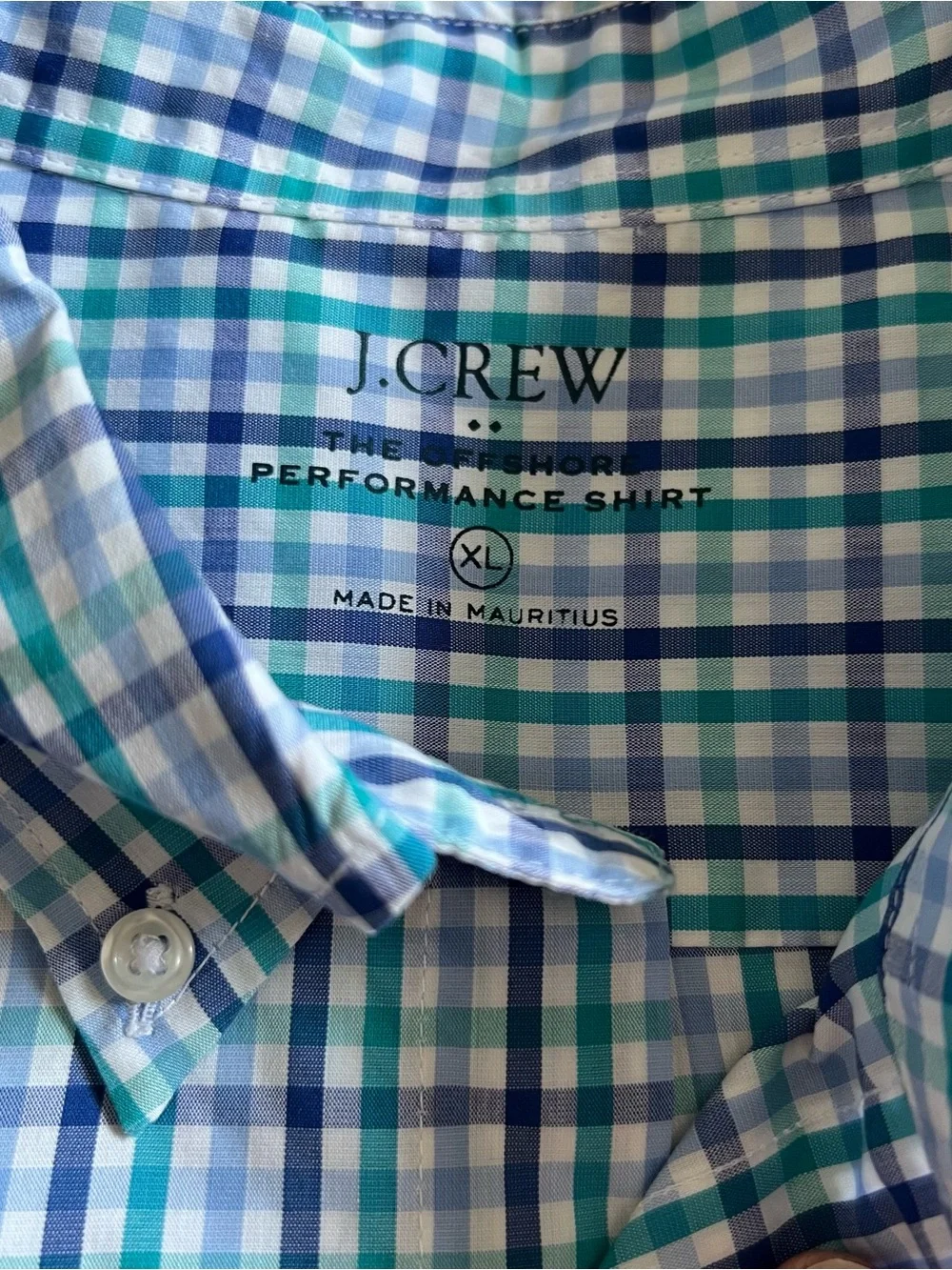 J. Crew Blue, Green and White Plaid Button-Down Shirt Size XL